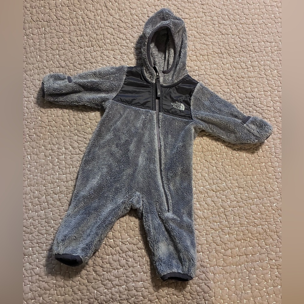 The North Face Gray Hooded Fleece Kids One-Piece